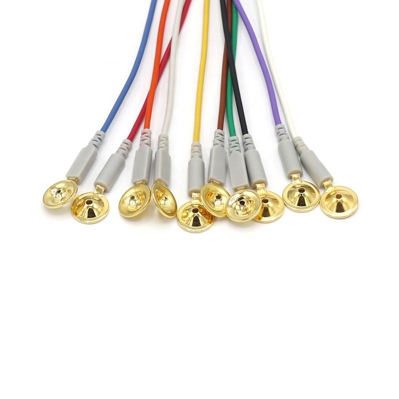 10 Kurşun Diğer Hasta İzleyici Aksesuarları EEG Kablosu Dia 1.5mm Altın Kaplı