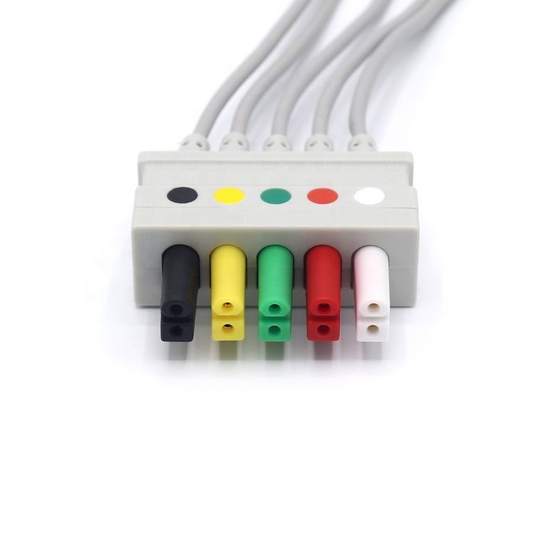 Latekssiz Sabit EKG Kurşun Tel, 0012-00-1261-07 AHA IEC EKG Kablosu