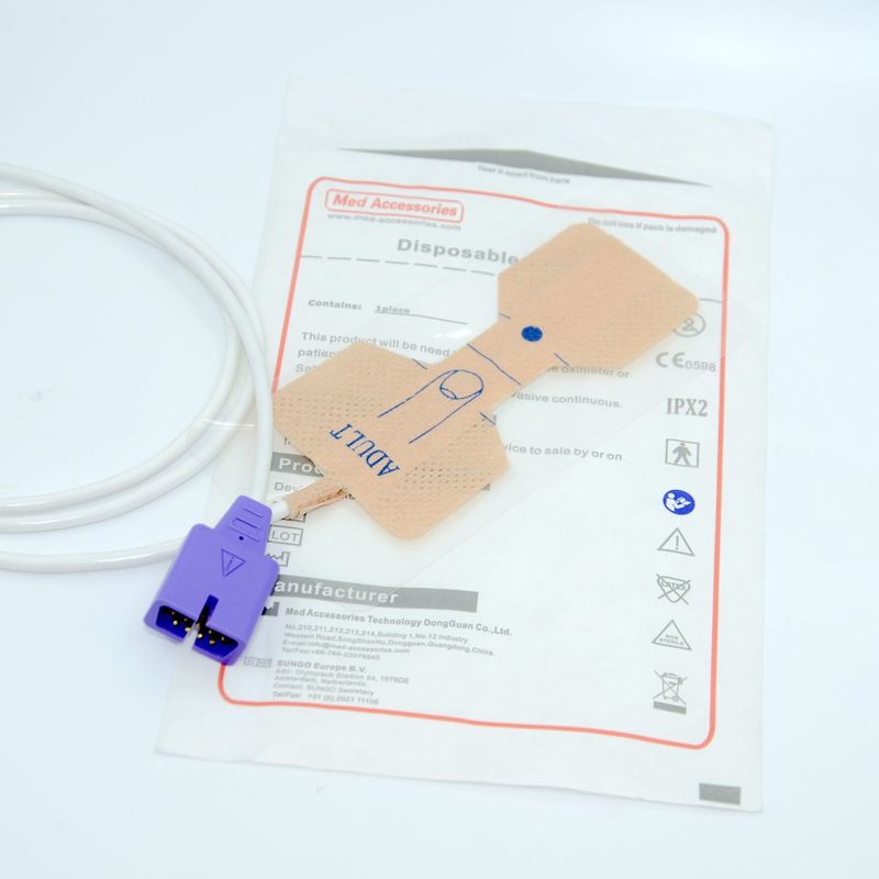 Zehirli olmayan tek kullanımlık oksimeter sensörü, taşınabilir Nellcor Pediatrik Spo2 sensörü.