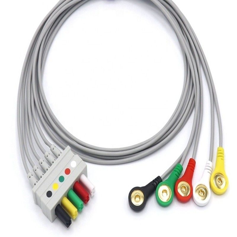 Latekssiz Sabit EKG Kurşun Tel, 0012-00-1261-07 AHA IEC EKG Kablosu