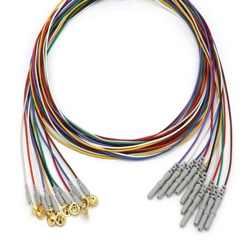 10 Kurşun Diğer Hasta İzleyici Aksesuarları EEG Kablosu Dia 1.5mm Altın Kaplı