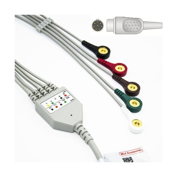 Tıbbi Dereceli Yuvarlak Tel Mortara Muz Plug EKG Kablosu Tam Sağlık İzleme Set