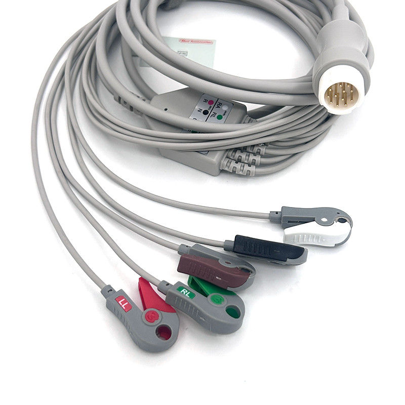 HP 12Pin 5lead WIRES EKG Monitor Kablo Gri Renk Lateks Serbest Çok fonksiyonlu
