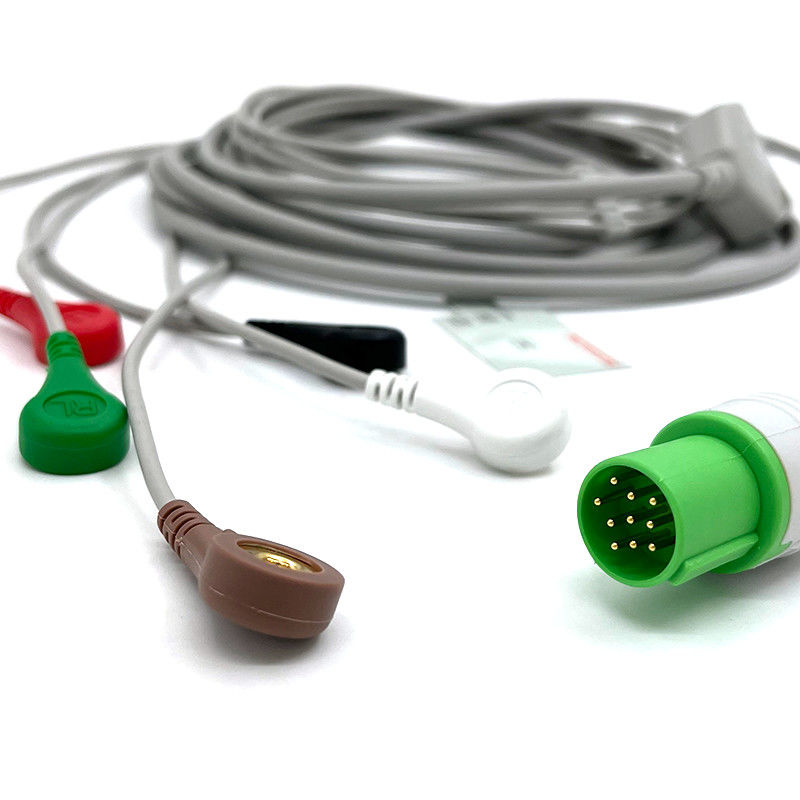 GE Helige 10 Pin EKG 5lead EKG Med Aksesuarları Tıbbi EKG Monitor Kablosu Çok Kullanımlı 0.9m Boyut