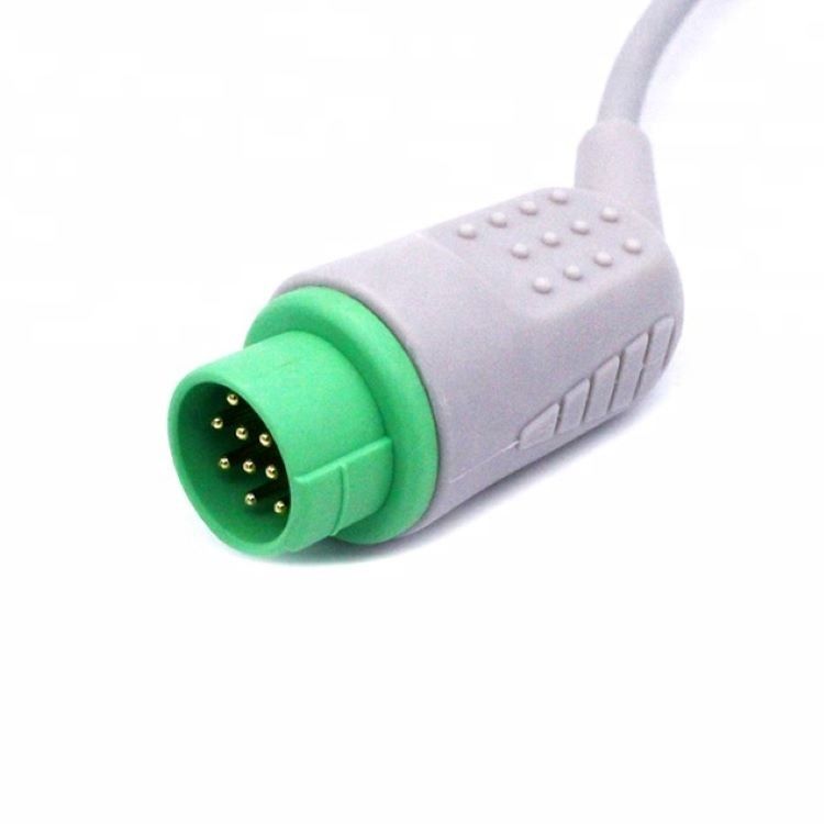Tıbbi Bakım Monitörü Aksesuarları Biolight EKG Kablosu 12 Pin 5 Leads Grabber Sonu Tek parça 3.4m Boyut