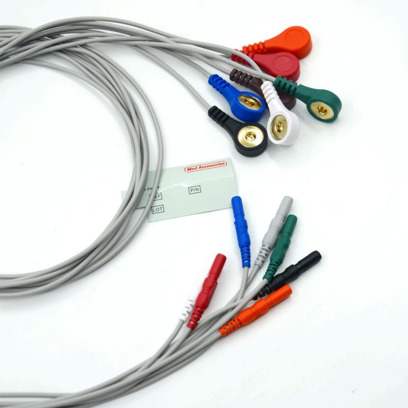 Yüksek Kaliteli Din Tip 7 Kurşun Snap Holter Kaydedici Ecg Kurşun Teller