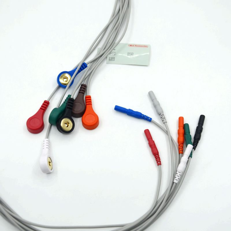 Yüksek Kaliteli Din Tip 7 Kurşun Snap Holter Kaydedici Ecg Kurşun Teller