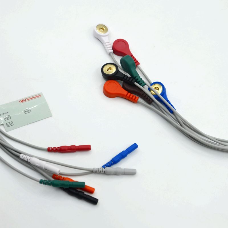 Yüksek Kaliteli Din Tip 7 Kurşun Snap Holter Kaydedici Ecg Kurşun Teller