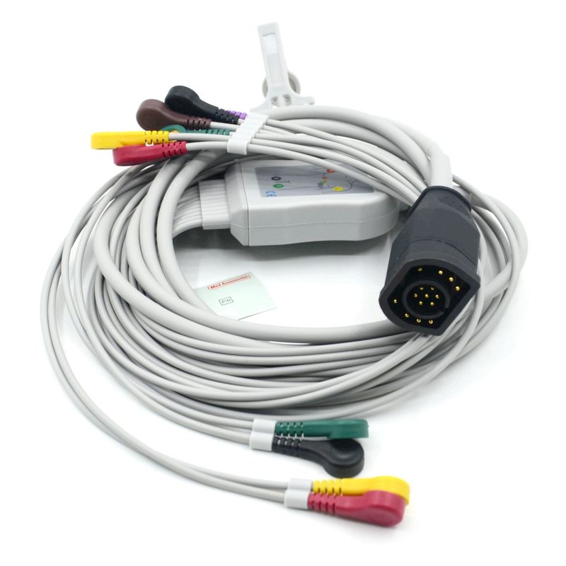 Uyumlu Zoll 10 Leads Snap Tipi IEC Standart EKG Kablo ve Kablolar