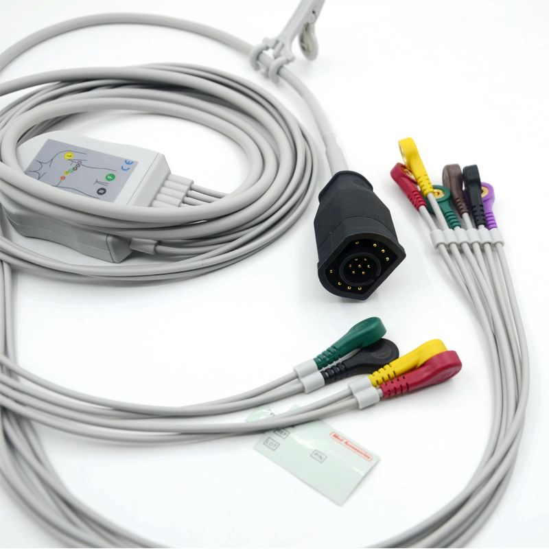 Uyumlu Zoll 10 Leads Snap Tipi IEC Standart EKG Kablo ve Kablolar