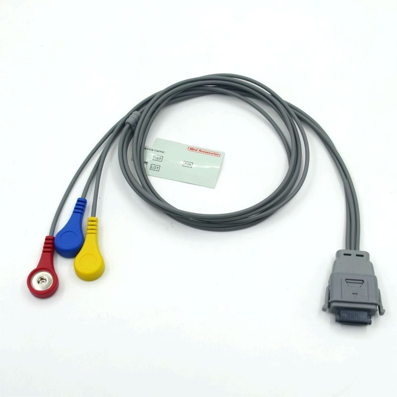 Yetişkin/Pediatrik Kullanım İçin Çıtçıtlı Uçlu Uyumlu Edan SE-2003 5 Uçlu Holter EKG Kablosu