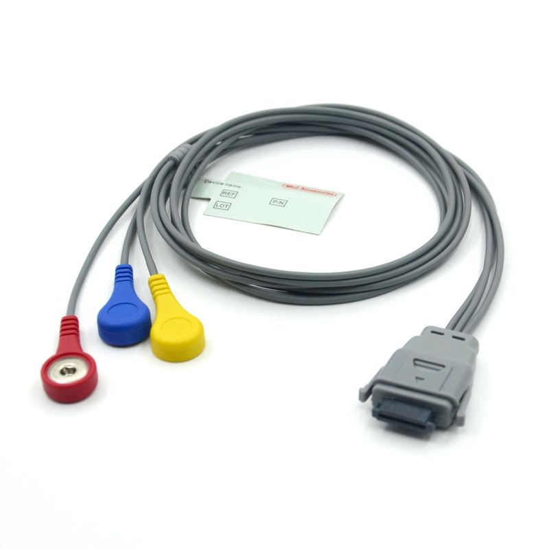 Yetişkin/Pediatrik Kullanım İçin Çıtçıtlı Uçlu Uyumlu Edan SE-2003 5 Uçlu Holter EKG Kablosu