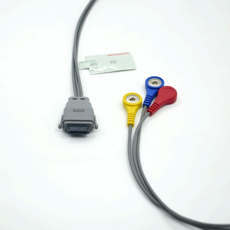 Yetişkin/Pediatrik Kullanım İçin Çıtçıtlı Uçlu Uyumlu Edan SE-2003 5 Uçlu Holter EKG Kablosu