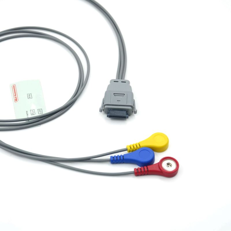 Yetişkin/Pediatrik Kullanım İçin Çıtçıtlı Uçlu Uyumlu Edan SE-2003 5 Uçlu Holter EKG Kablosu