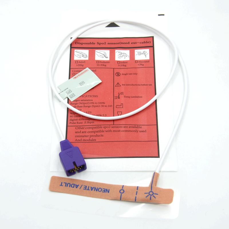 Tıbbi Aksesuarlar Tedarikçi Stretch Fabric Nellecor 9pin Uyumlu Tek kullanımlık SpO2 Sensörü Yenidoğan/Yetişkinler için
