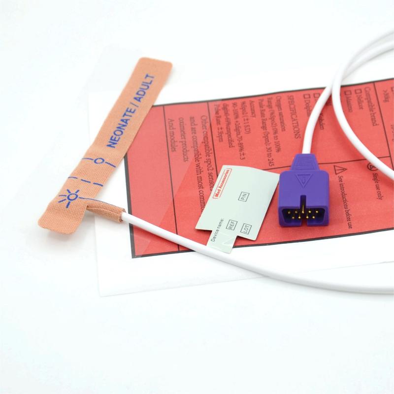 Tıbbi Aksesuarlar Tedarikçi Stretch Fabric Nellecor 9pin Uyumlu Tek kullanımlık SpO2 Sensörü Yenidoğan/Yetişkinler için