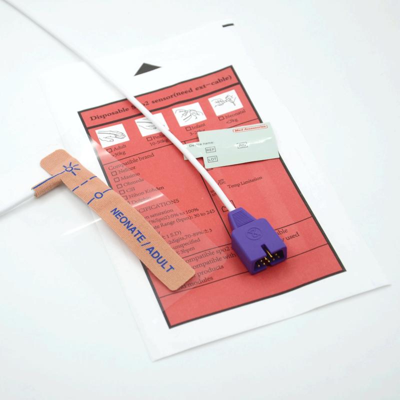 Tıbbi Aksesuarlar Tedarikçi Stretch Fabric Nellecor 9pin Uyumlu Tek kullanımlık SpO2 Sensörü Yenidoğan/Yetişkinler için