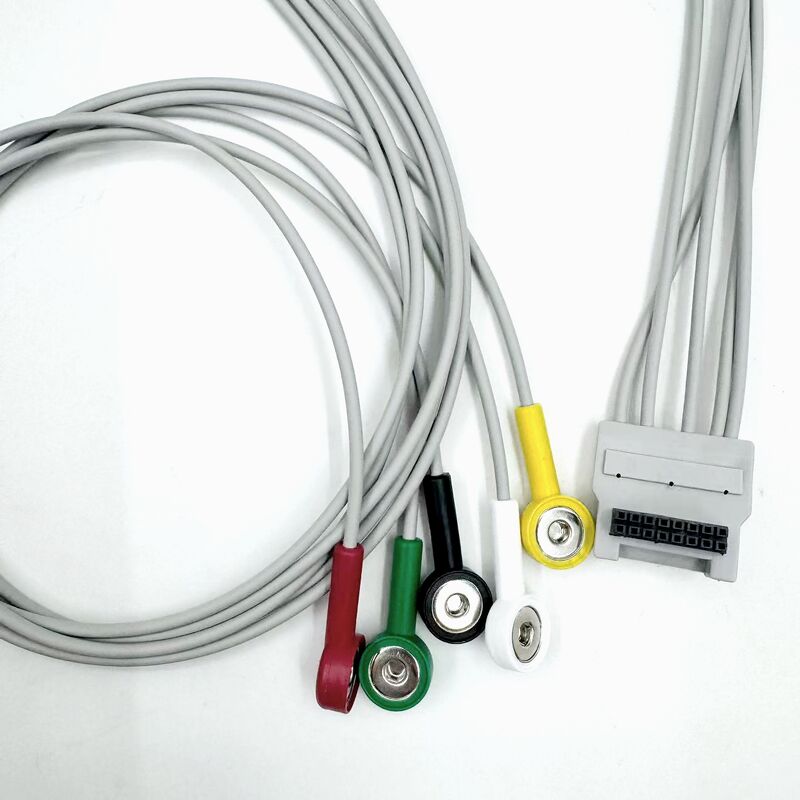 Yüksek Kaliteli Med Aksesuarları RoHS Sertifikalı Tanı Silikon IEC Renkli 5 Kurşunlu Yakalayıcı EKG EKG Kablosu Uyumlu BLT